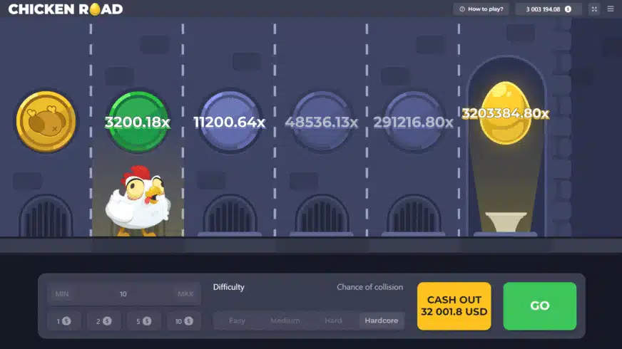 Chicken Road oyununun demo versiyonu.